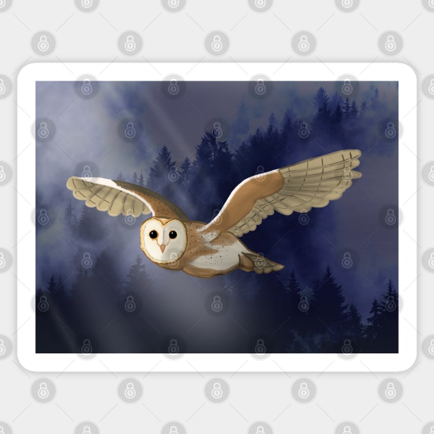 Barn Owl in the Forest Sticker by Aeriskate